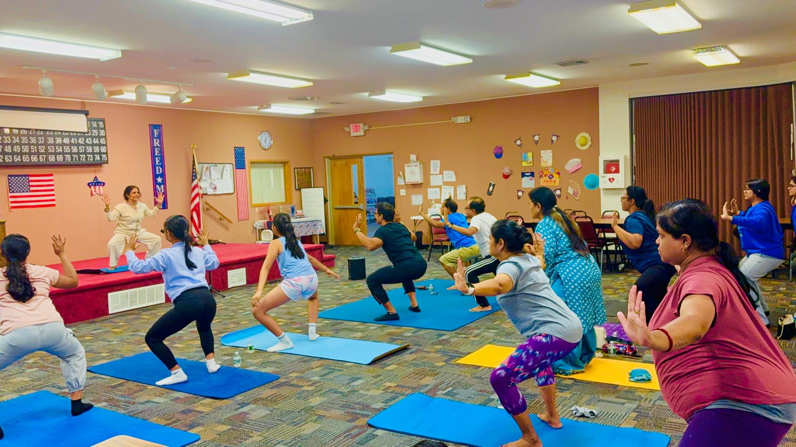 SANJ members practising yoga together on International Yoga Day 2026